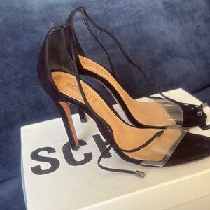 SCHUTZ Black and Clear Women's Heels